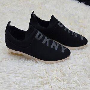DKNY Black and Beige Slip-On Shoes
